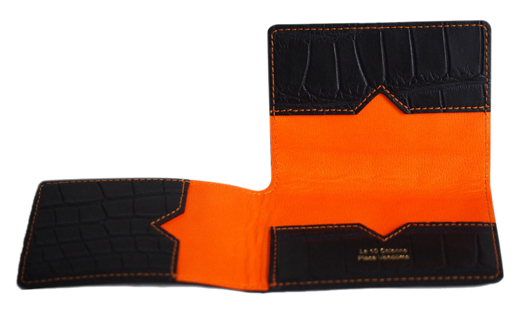 Croco noir mat intérieur orange