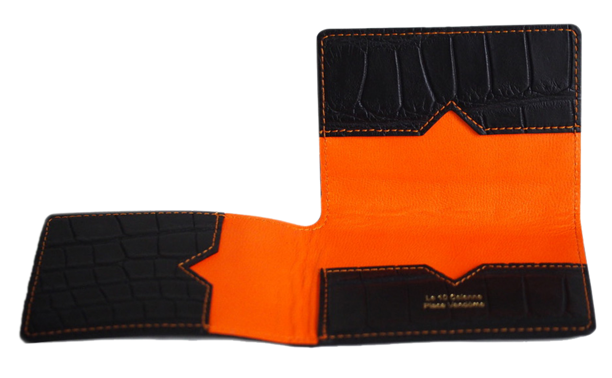 Croco noir mat intérieur orange
