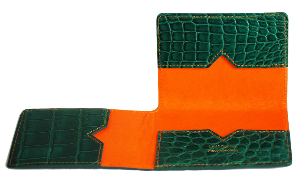 Croco vert mat intérieur orange