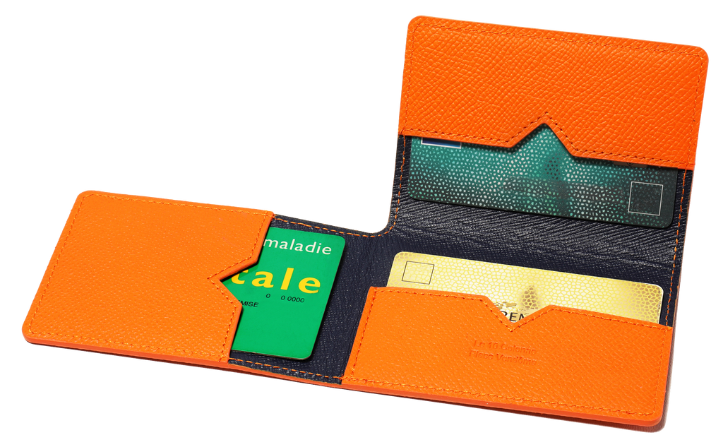 Cuir Ascott orange intérieur bleu